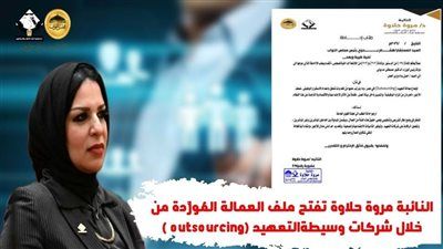 النائبة مروة حلاوة تطالب بإطار تشريعي لضمان حقوق العاملين بنظام التعهيد - الخليج الان