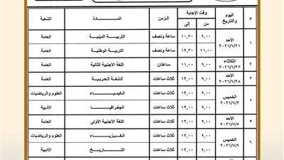 ننشر جدول امتحانات الثانوية العامة 2026 "النظام الجديد" لجميع الشعب - الخليج الان
