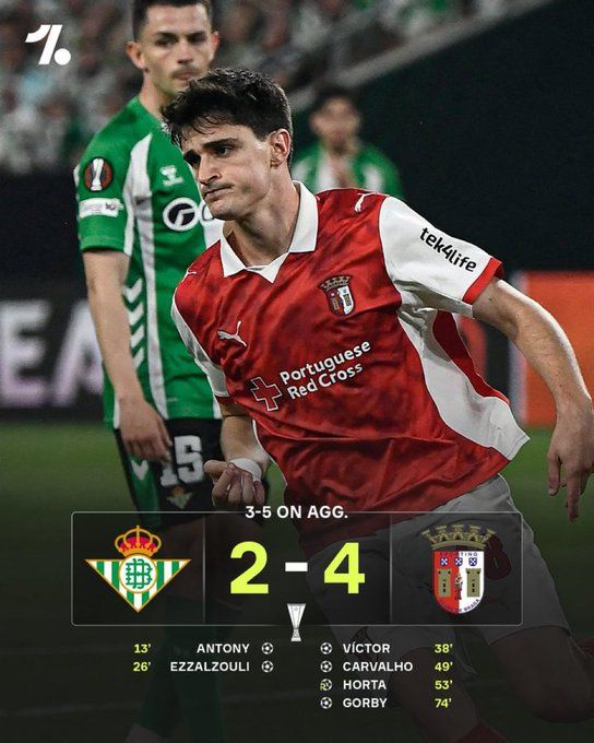 ريال بتيس ضد براغا.. ملخص اهداف ونتيجة مباراة ريال بيتيس وسبورتينج براجا في الدوري الأوروبي - الخليج الان