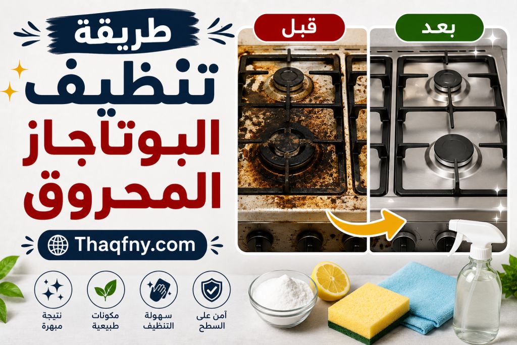 طريقة تنظيف البوتاجاز المحروق بسهولة بمكونات من البيت للمبتدئات